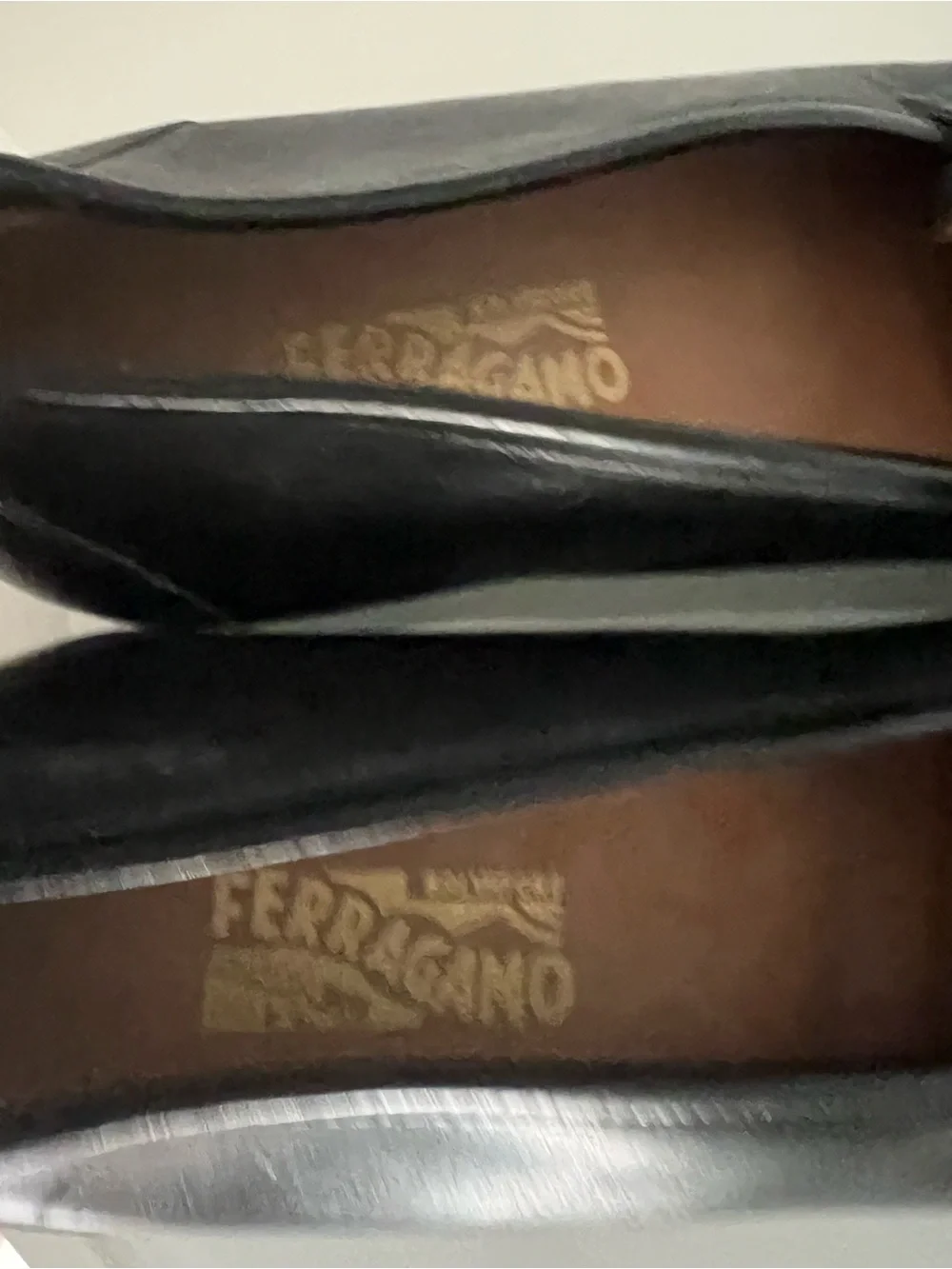 Salvatore Ferragamo Black Leather Loafers with Gold Gancini